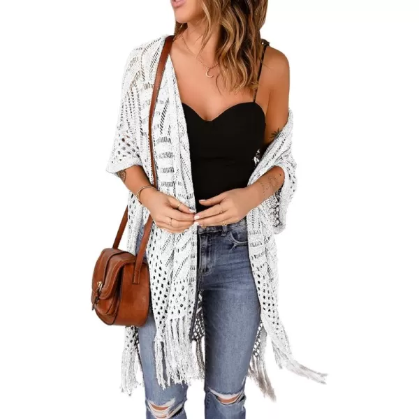 Sidefeel Women's Open Front Knit Sheer Cardigans Summer Boho Lightweight Kimono Cover Ups