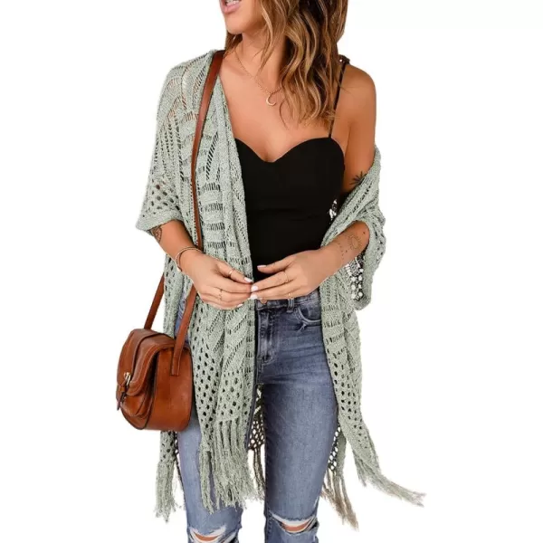 Sidefeel Women's Open Front Knit Sheer Cardigans Summer Boho Lightweight Kimono Cover Ups