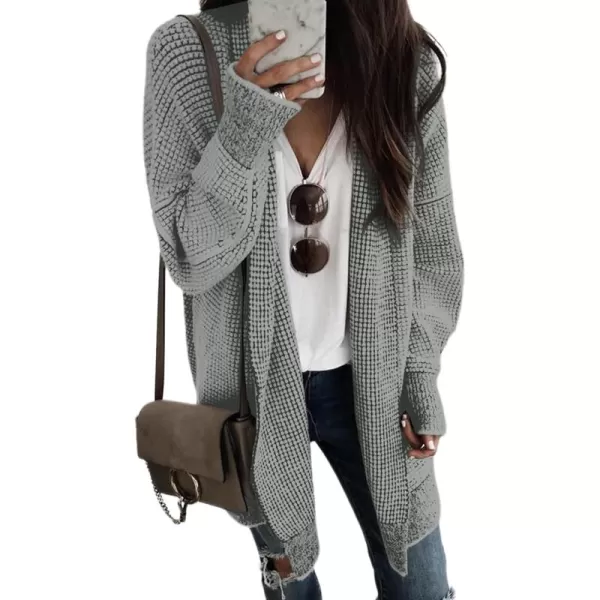 Sidefeel Womens Plaid Long Sleeve Open Front Cardigan Oversized Chunky Knit Sweaters Coat