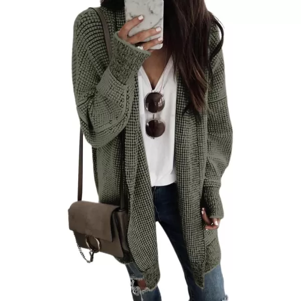 Sidefeel Womens Plaid Long Sleeve Open Front Cardigan Oversized Chunky Knit Sweaters Coat