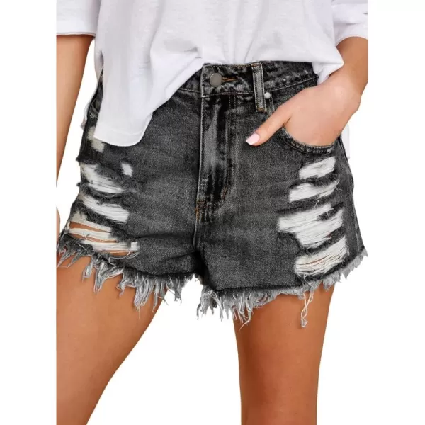 Sidefeel Women's Ripped Jean Shorts Mid Rise Summer Denim Pants