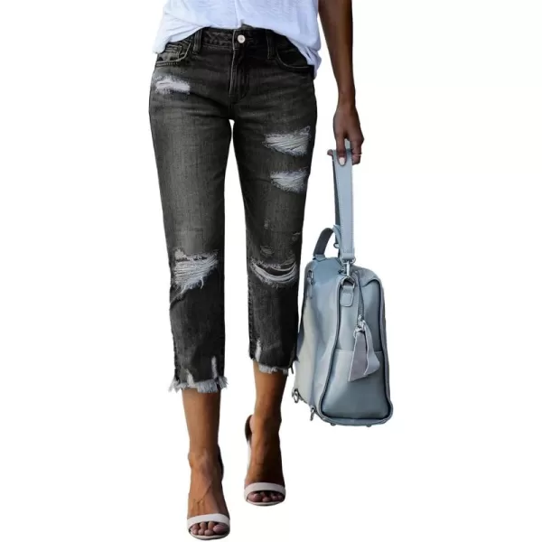 Sidefeel Women's Ripped Jeans Straight Leg Distressed Boyfriend Denim Pants
