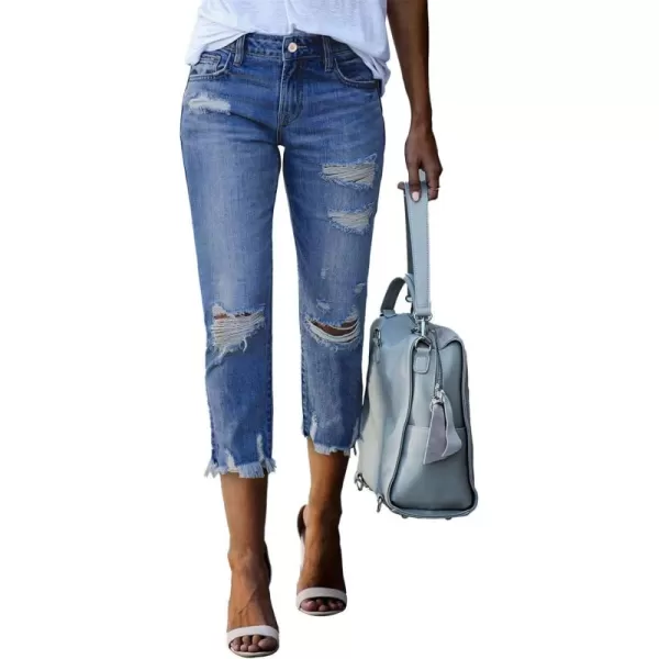 Sidefeel Women's Ripped Jeans Straight Leg Distressed Boyfriend Denim Pants