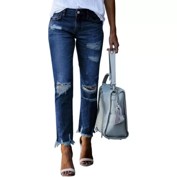 Sidefeel Women's Ripped Jeans Straight Leg Distressed Boyfriend Denim Pants