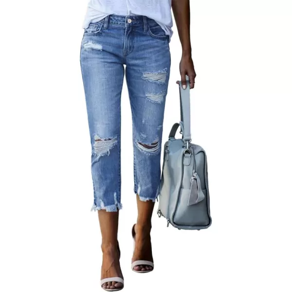 Sidefeel Women's Ripped Jeans Straight Leg Distressed Boyfriend Denim Pants
