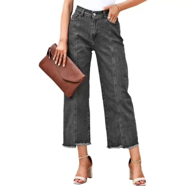 Sidefeel Women's Wide Leg Capri Jeans Casual Summer Straight Leg Denim Pants with Pockets