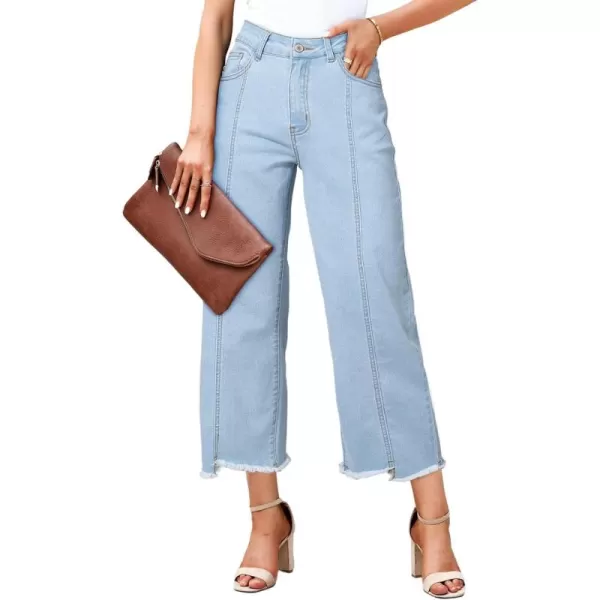 Sidefeel Women's Wide Leg Capri Jeans Casual Summer Straight Leg Denim Pants with Pockets