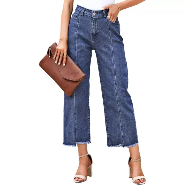 Sidefeel Women's Wide Leg Capri Jeans Casual Summer Straight Leg Denim Pants with Pockets