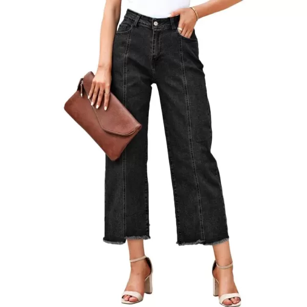 Sidefeel Women's Wide Leg Capri Jeans Casual Summer Straight Leg Denim Pants with Pockets