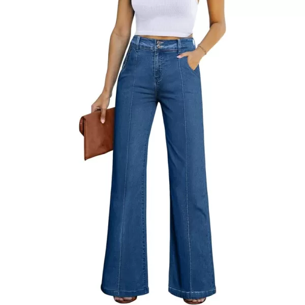 Sidefeel Womens Wide Leg Jeans Casual Baggy High Waisted Stretch Denim Pants