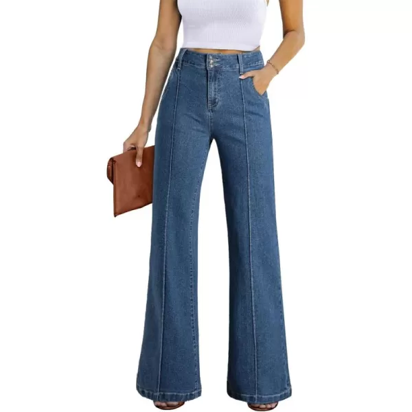 Sidefeel Womens Wide Leg Jeans Casual Baggy High Waisted Stretch Denim Pants