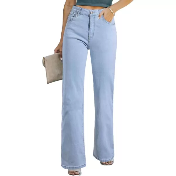 Sidefeel Women's Wide Leg Jeans Casual High Waisted Straight Stretch Denim Pants with Pockets