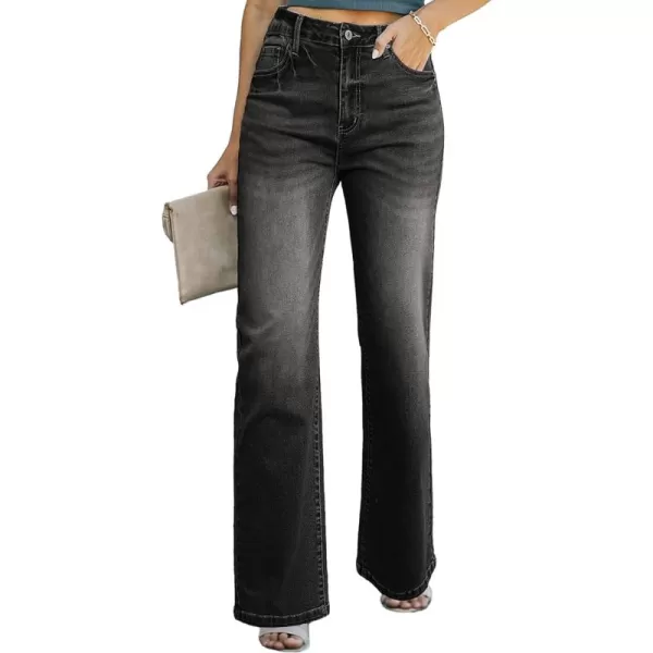 Sidefeel Women's Wide Leg Jeans Casual High Waisted Straight Stretch Denim Pants with Pockets