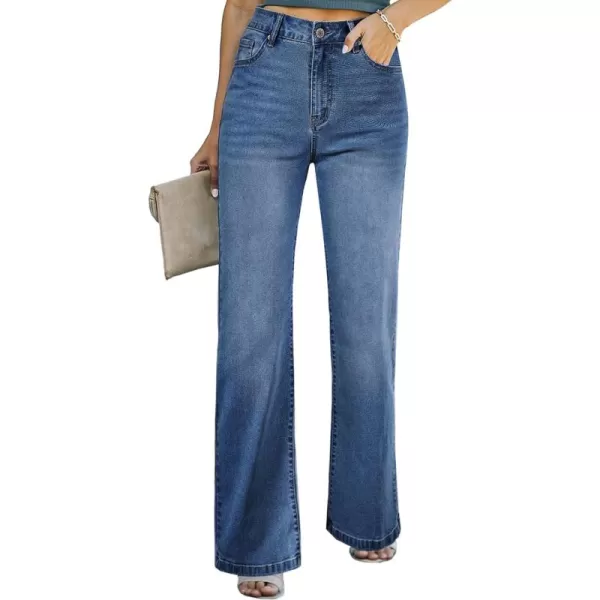 Sidefeel Women's Wide Leg Jeans Casual High Waisted Straight Stretch Denim Pants with Pockets