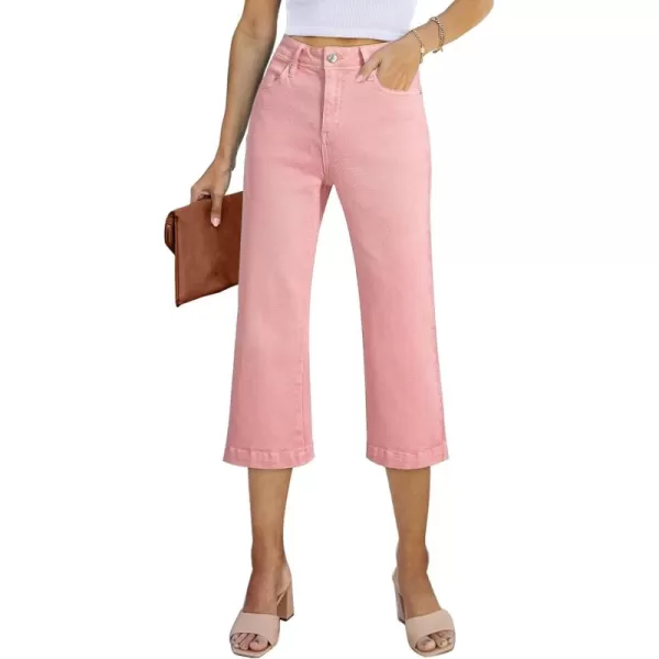 Sidefeel Women's Wide Leg Jeans High Waisted Stretchy Capri Pants