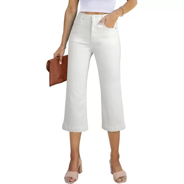 Sidefeel Women's Wide Leg Jeans High Waisted Stretchy Capri Pants