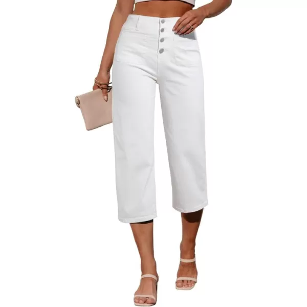 Sidefeel Women's Wide Leg Jeans High Waisted Stretchy Capri Pants Loose Denim Pants