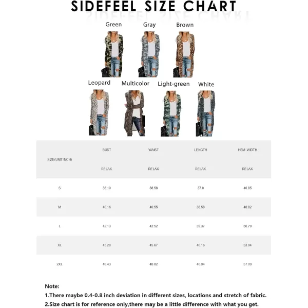 Sidefeel Women Long Sleeve Open Front Camo Print Knit Cardigans