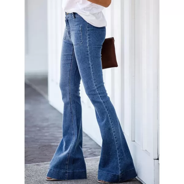 Sidefeel Women's Flared Jeans Wide Legs High Waisted Bell Bottoms Bootcut Denim Pants