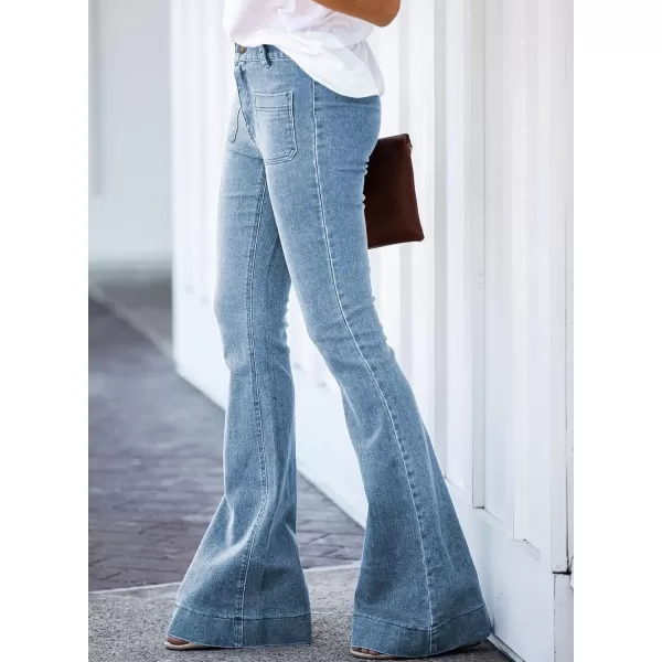 Sidefeel Women's Flared Jeans Wide Legs High Waisted Bell Bottoms Bootcut Denim Pants
