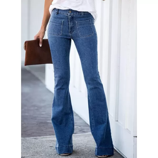 Sidefeel Women's Flared Jeans Wide Legs High Waisted Bell Bottoms Bootcut Denim Pants