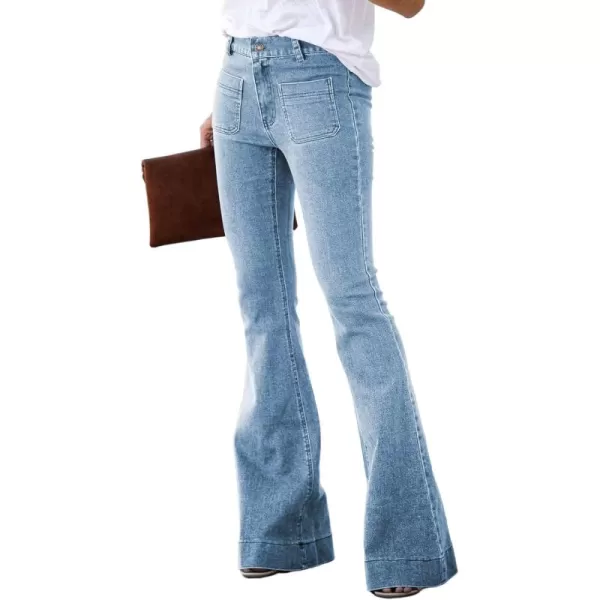 Sidefeel Women's Flared Jeans Wide Legs High Waisted Bell Bottoms Bootcut Denim Pants
