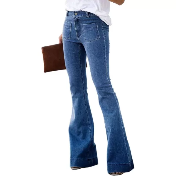 Sidefeel Women's Flared Jeans Wide Legs High Waisted Bell Bottoms Bootcut Denim Pants