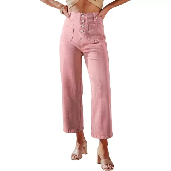 Sidefeel Women's Wide Leg Jeans High Waisted Stretchy Straight Leg Jeans Buttoned Loose Denim Pants with Pocket