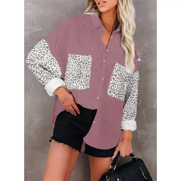 Sidefeel Womens Corduroy Plaid Long Sleeve Shirts Button Down Oversized Blouses Top