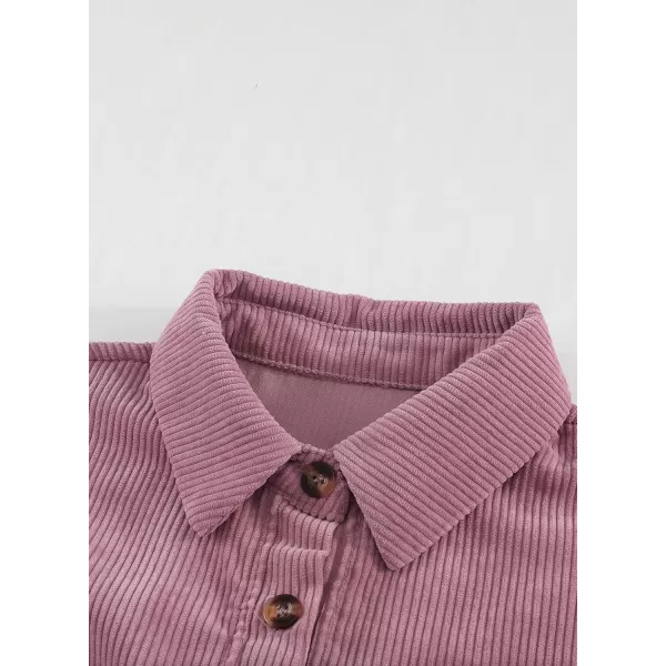Sidefeel Womens Corduroy Plaid Long Sleeve Shirts Button Down Oversized Blouses Top