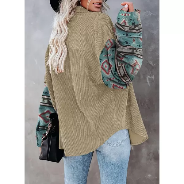 Sidefeel Womens Corduroy Plaid Long Sleeve Shirts Button Down Oversized Blouses Top