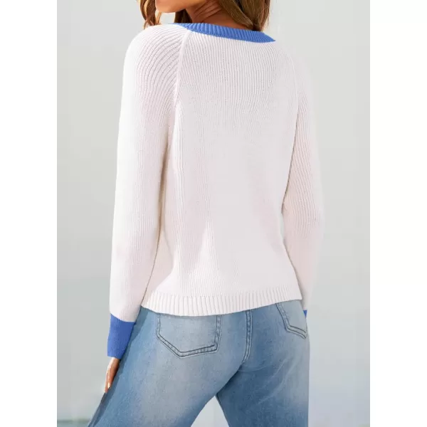 Sidefeel Women's 2024 Fall Long Sleeve Crewneck Cropped Cardigan Sweaters Contrast Button Down Knit Sweaters Coat