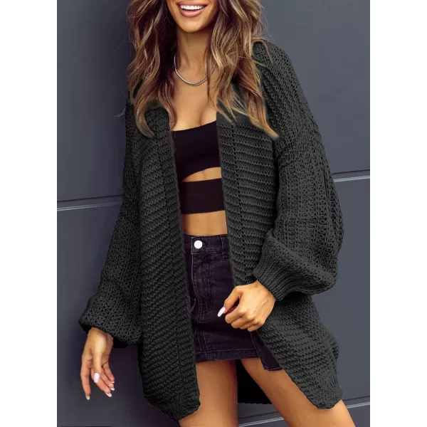 Sidefeel Women's Cardigan Sweaters 2024 Fall Fashions Open Front Oversized Lantern Sleeve Chunky Knitted Outwear