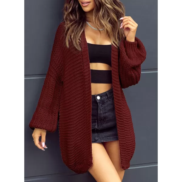 Sidefeel Women's Cardigan Sweaters 2024 Fall Fashions Open Front Oversized Lantern Sleeve Chunky Knitted Outwear