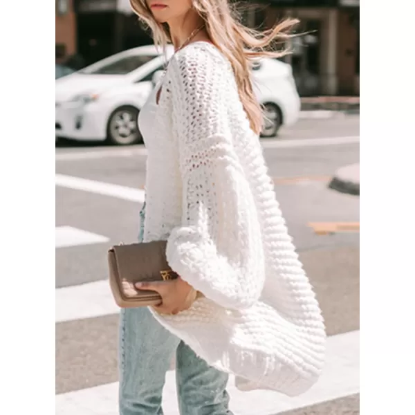 Sidefeel Women's Cardigan Sweaters 2024 Fall Fashions Open Front Oversized Lantern Sleeve Chunky Knitted Outwear