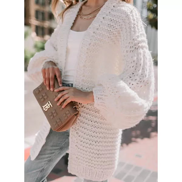 Sidefeel Women's Cardigan Sweaters 2024 Fall Fashions Open Front Oversized Lantern Sleeve Chunky Knitted Outwear