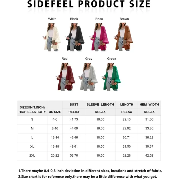 Sidefeel Women's Cardigan Sweaters 2024 Fall Fashions Open Front Oversized Lantern Sleeve Chunky Knitted Outwear