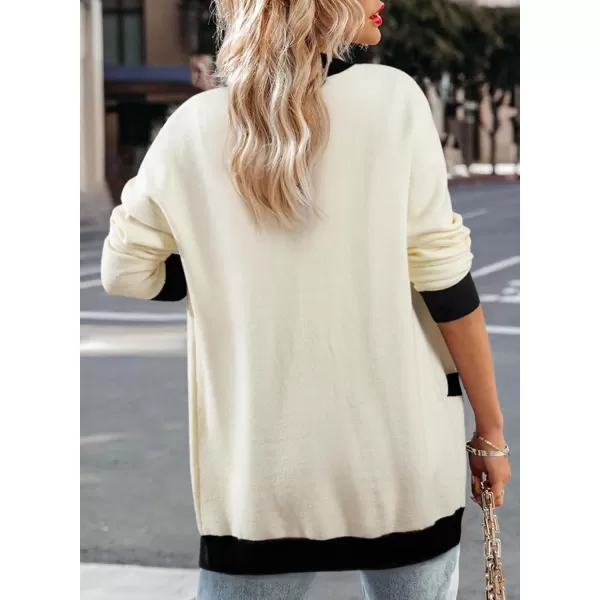 Sidefeel Women's Cardigan Sweaters Open Front Button Down Plaid Chunky Knit Jackets with Pockets