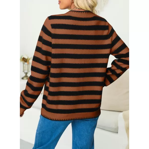 Sidefeel Women's Cardigan Sweaters Striped Open Front Button Down Knitted Cropped Fall Fashion Outwear