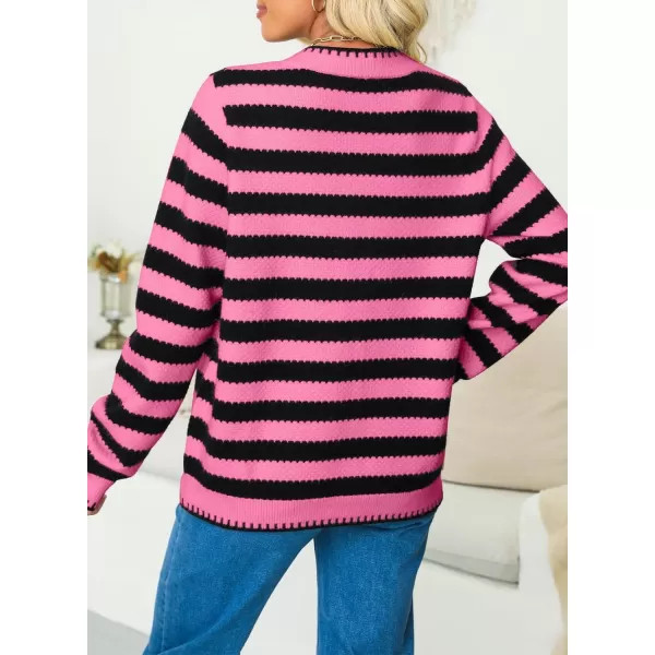 Sidefeel Women's Cardigan Sweaters Striped Open Front Button Down Knitted Cropped Fall Fashion Outwear