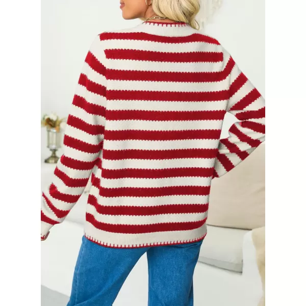 Sidefeel Women's Cardigan Sweaters Striped Open Front Button Down Knitted Cropped Fall Fashion Outwear