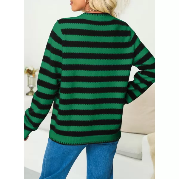 Sidefeel Women's Cardigan Sweaters Striped Open Front Button Down Knitted Cropped Fall Fashion Outwear