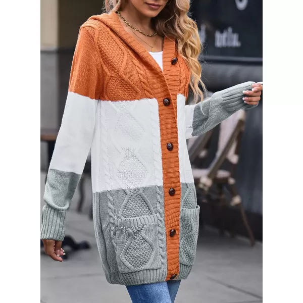 Sidefeel Women's Open Front Hooded Cardigan Sweaters Button Down Long Sleeve Chunky Knit Coat with Pockets