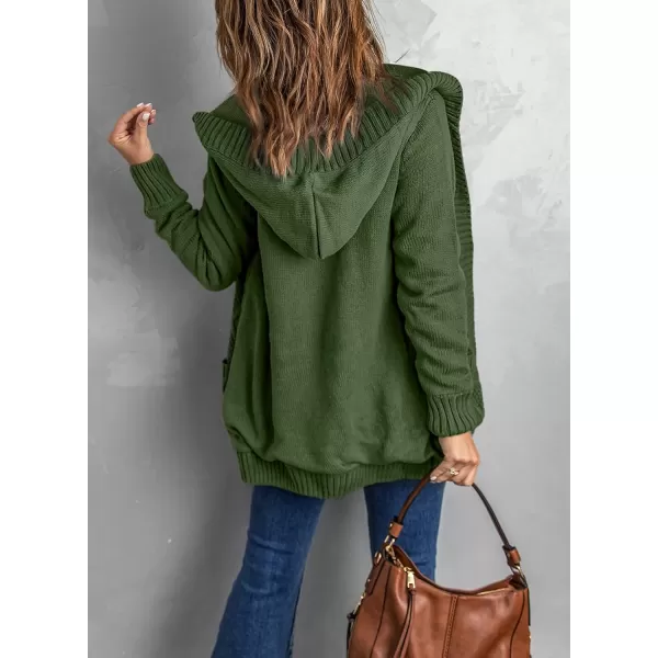 Sidefeel Women's Open Front Hooded Cardigan Sweaters Button Down Long Sleeve Chunky Knit Coat with Pockets