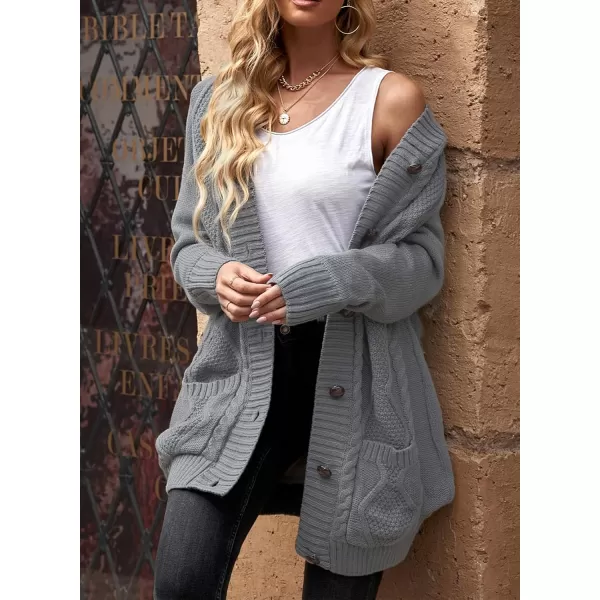 Sidefeel Women's Open Front Hooded Cardigan Sweaters Button Down Long Sleeve Chunky Knit Coat with Pockets
