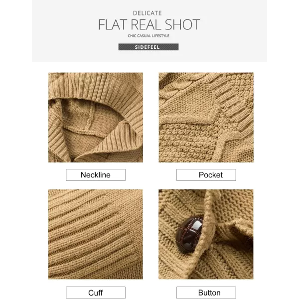 Sidefeel Women's Open Front Hooded Cardigan Sweaters Button Down Long Sleeve Chunky Knit Coat with Pockets