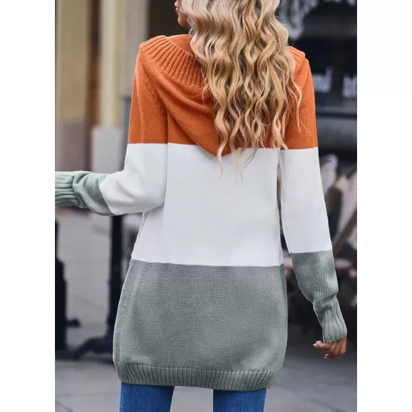 Sidefeel Women's Open Front Hooded Cardigan Sweaters Button Down Long Sleeve Chunky Knit Coat with Pockets