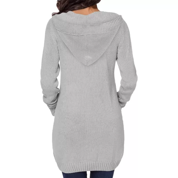 Sidefeel Women's Open Front Hooded Cardigan Sweaters Button Down Long Sleeve Chunky Knit Coat with Pockets