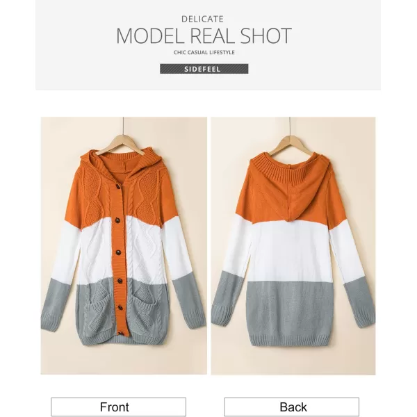 Sidefeel Women's Open Front Hooded Cardigan Sweaters Button Down Long Sleeve Chunky Knit Coat with Pockets