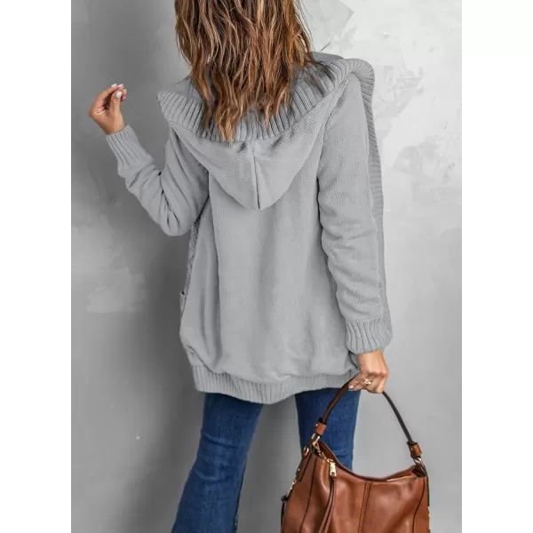Sidefeel Women's Open Front Hooded Cardigan Sweaters Button Down Long Sleeve Chunky Knit Coat with Pockets